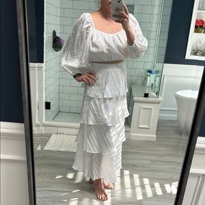 Elegant White Tiered Maxi Dress